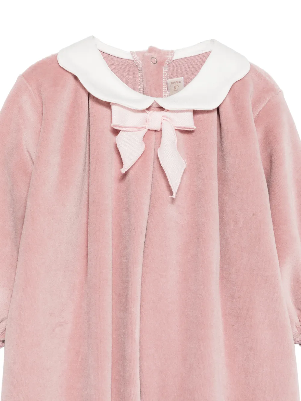 La Stupenderia bow-detail peter pan collar babygrow Roze