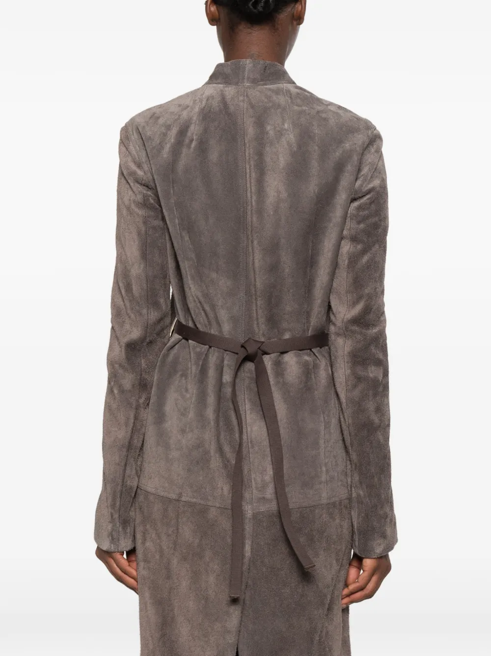 Rick Owens suede wrap-style coat Grijs