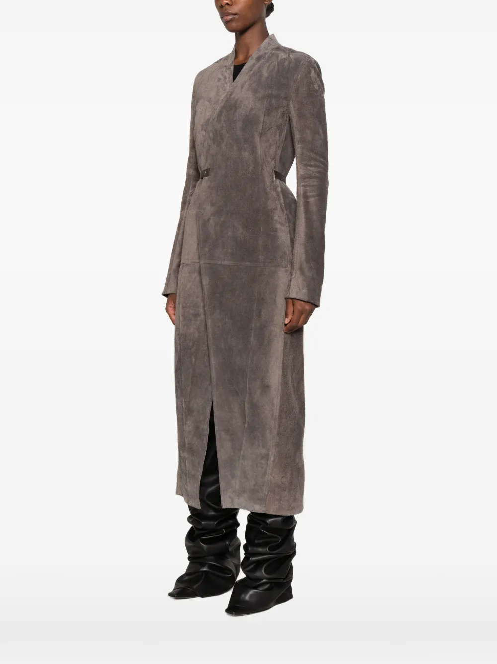 Rick Owens suede wrap-style coat Grijs