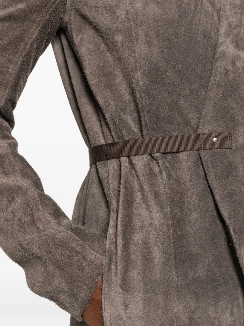 Rick Owens suede wrap-style coat Grijs