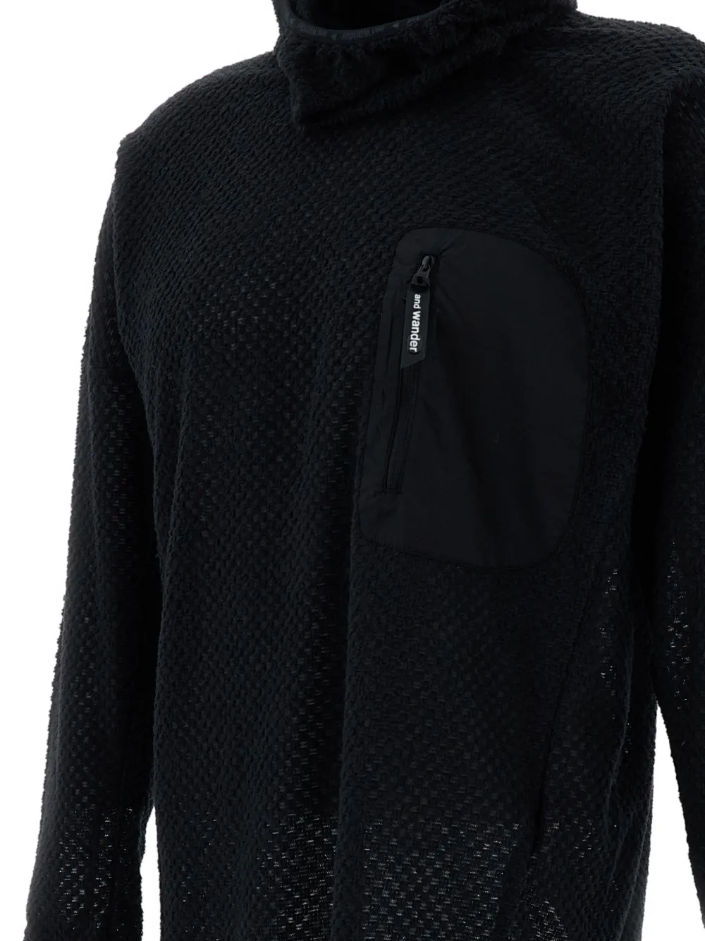 and Wander Air Fleece 2 waffle-knit hoodie Zwart
