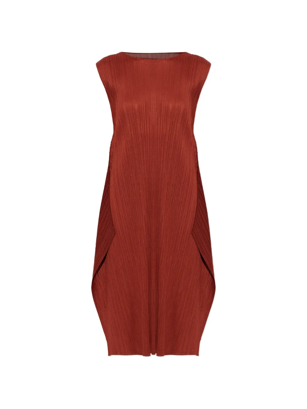 Pleats Please Issey Miyake Monthly Colors September pleated sleeveless midi dress - Marron