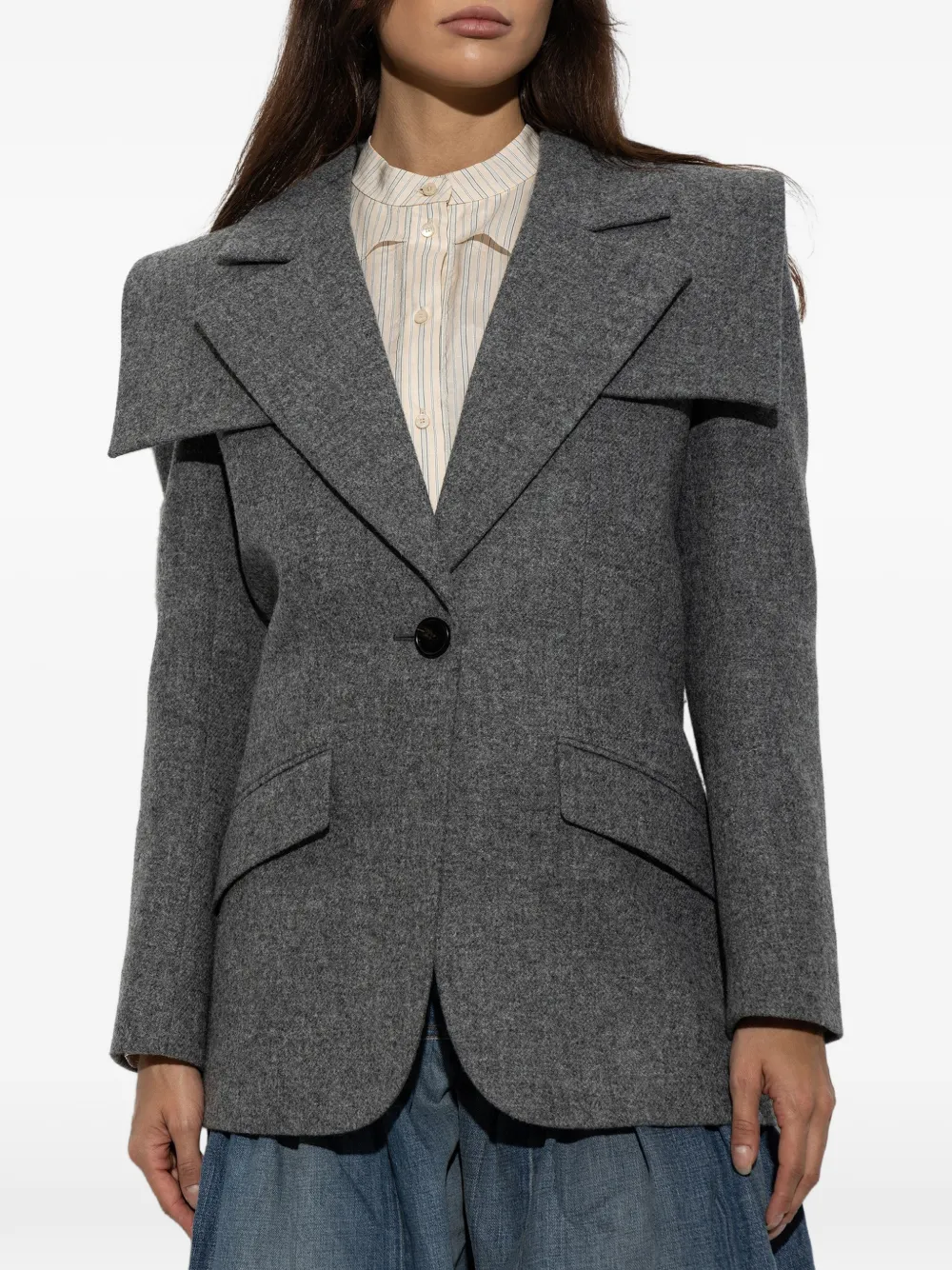 Chloé Blazer van chiné-wol met enkele rij knopen Grijs