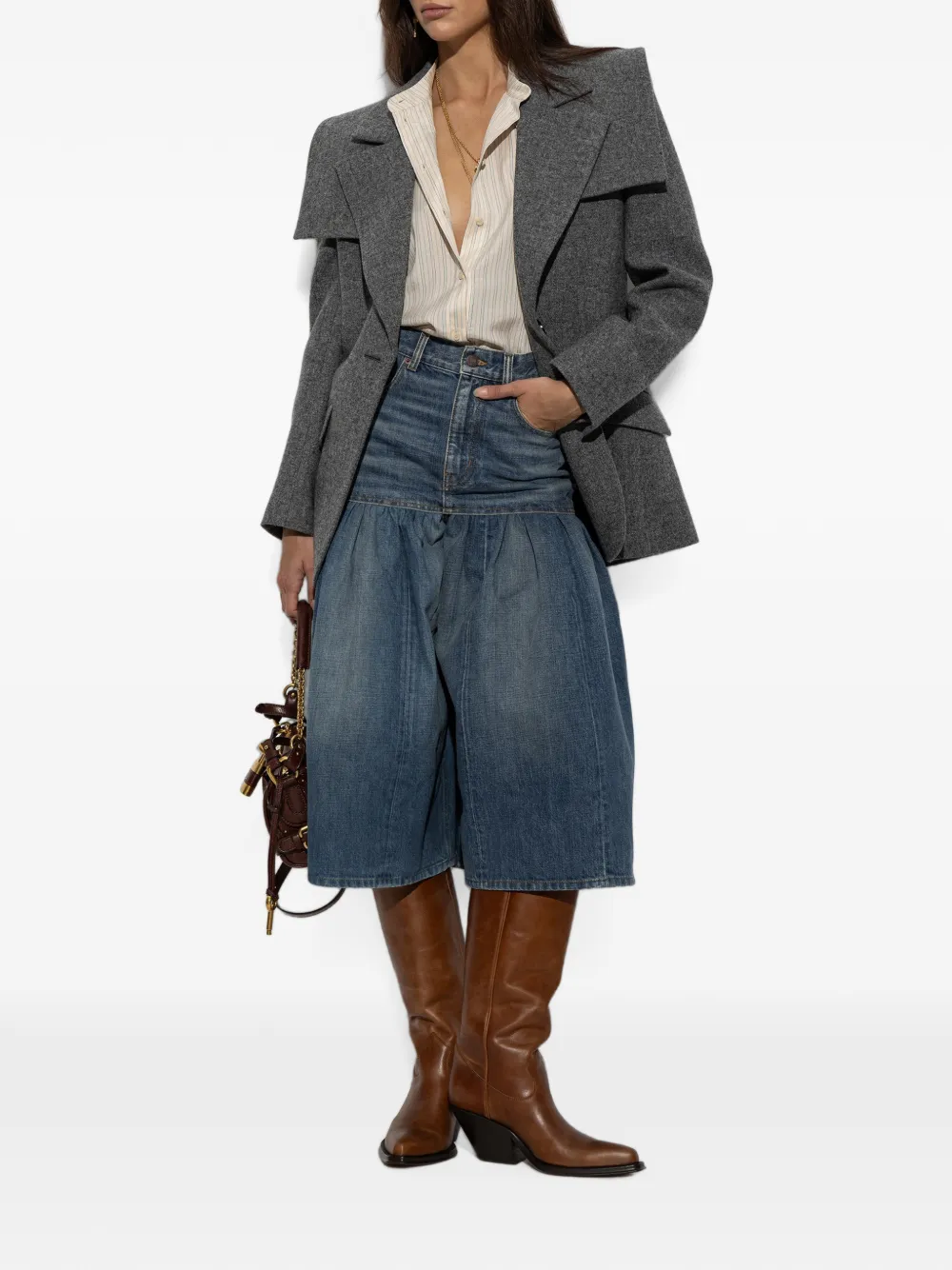 Chloé Blazer van chiné-wol met enkele rij knopen Grijs