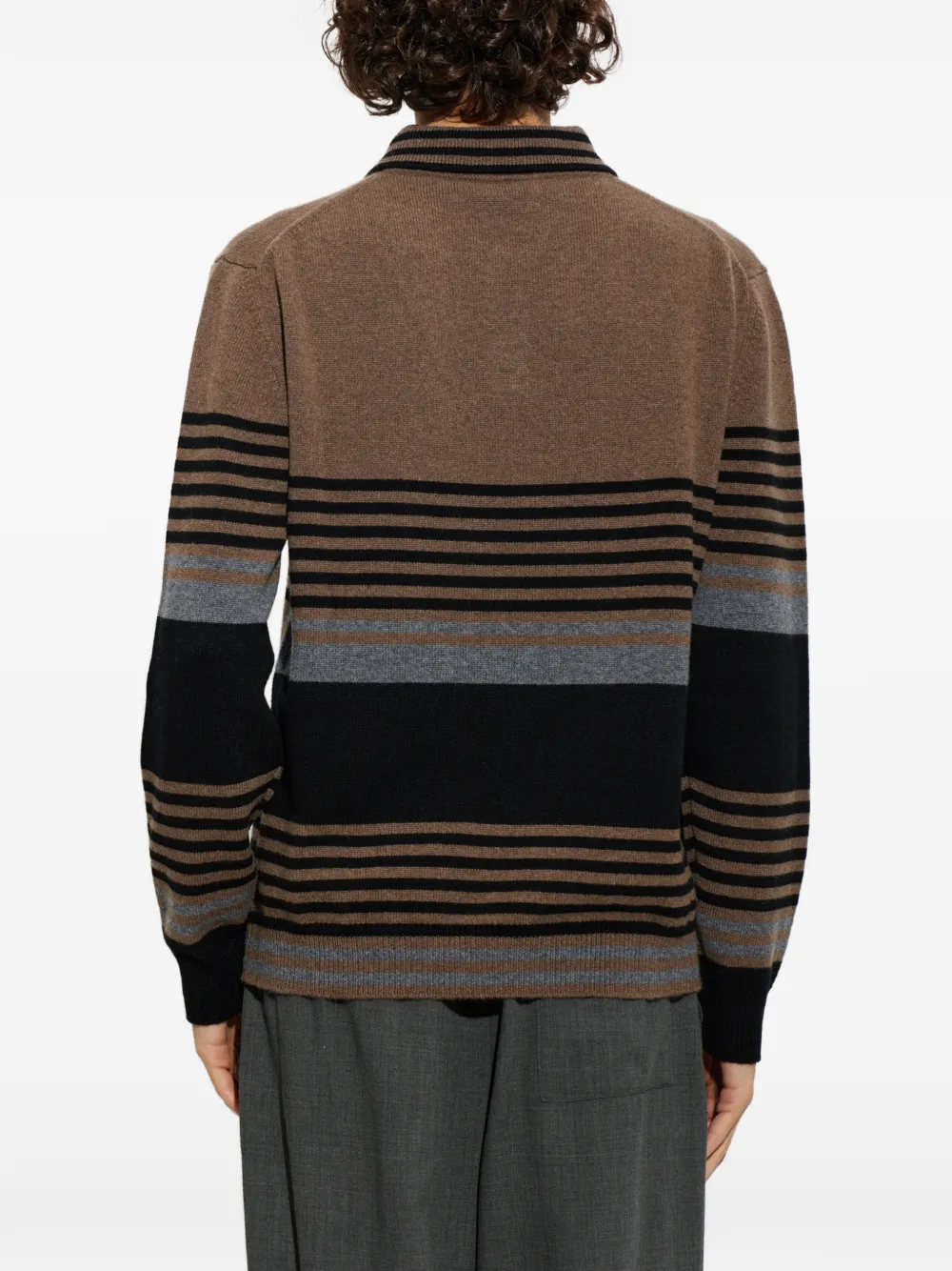 Paul Smith Lichtbruine gestreepte kasjmier polotrui