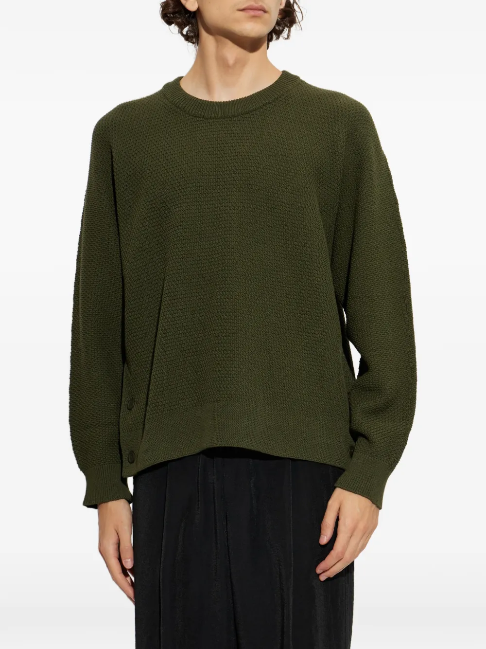 Homme Plissé Issey Miyake Wafelgebreide trui met knoopdetail Groen