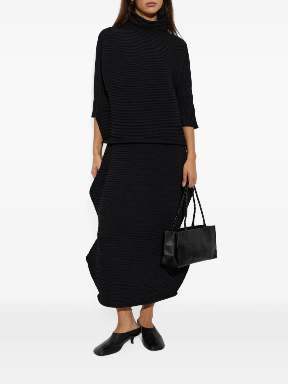 Pleats Please Issey Miyake Geplooide sculpturale maxi-rok Zwart