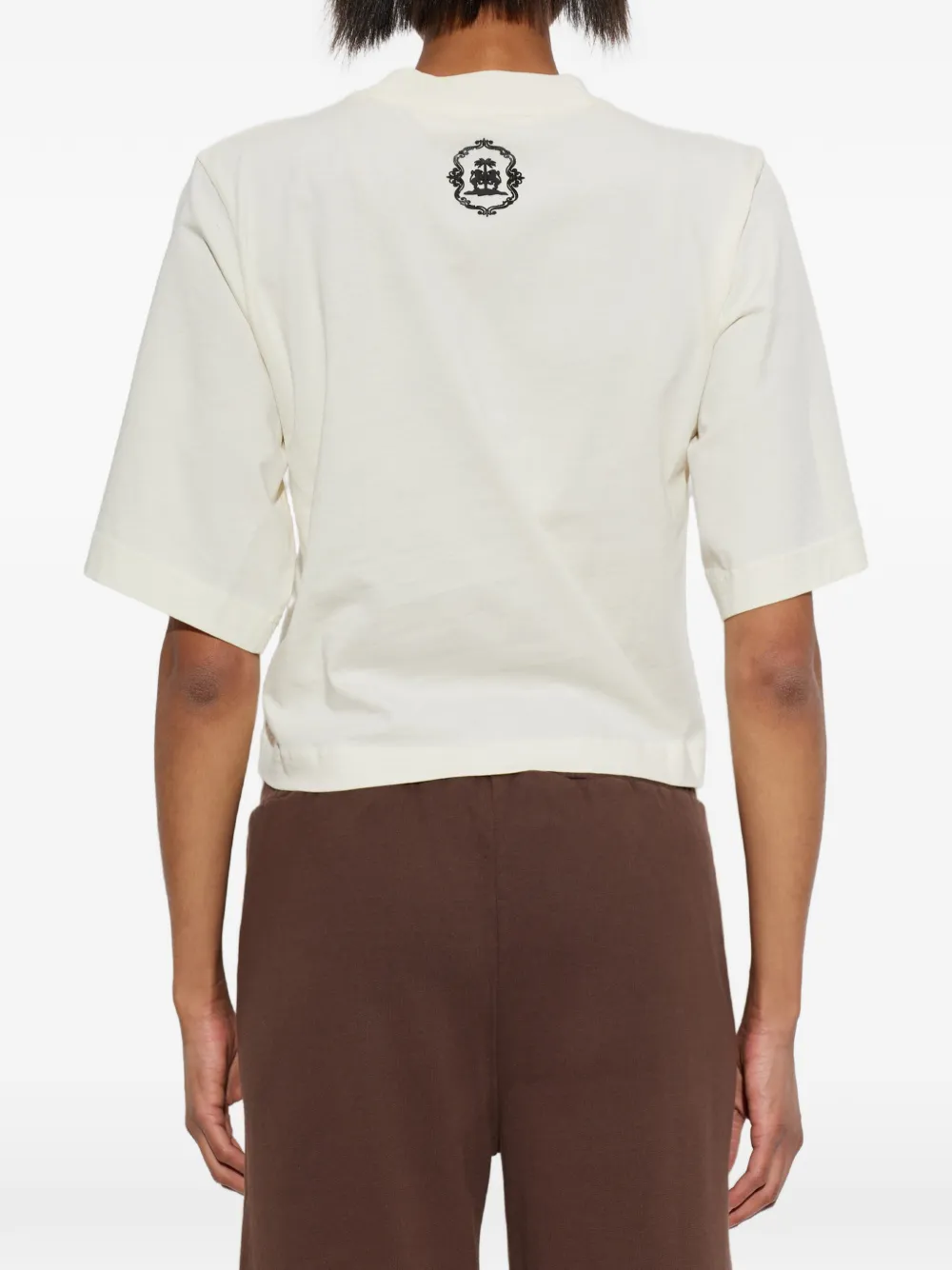 Palm Angels logo-print cropped T-shirt Beige