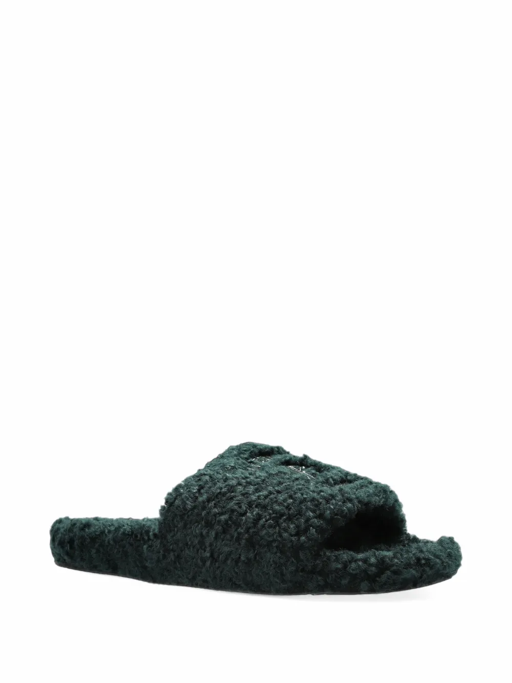Balenciaga furry open mules in bottle green - Vert Balenciaga furry open mules in bottle green - Vert