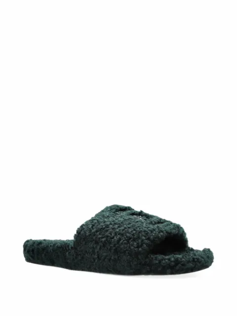Balenciaga furry open mules in bottle green