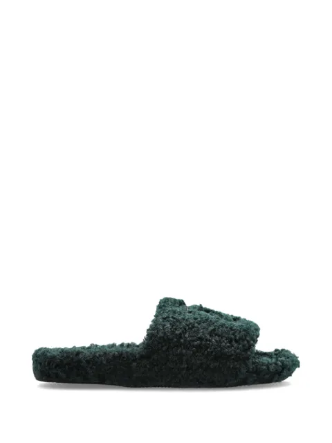 Balenciaga furry open mules in bottle green
