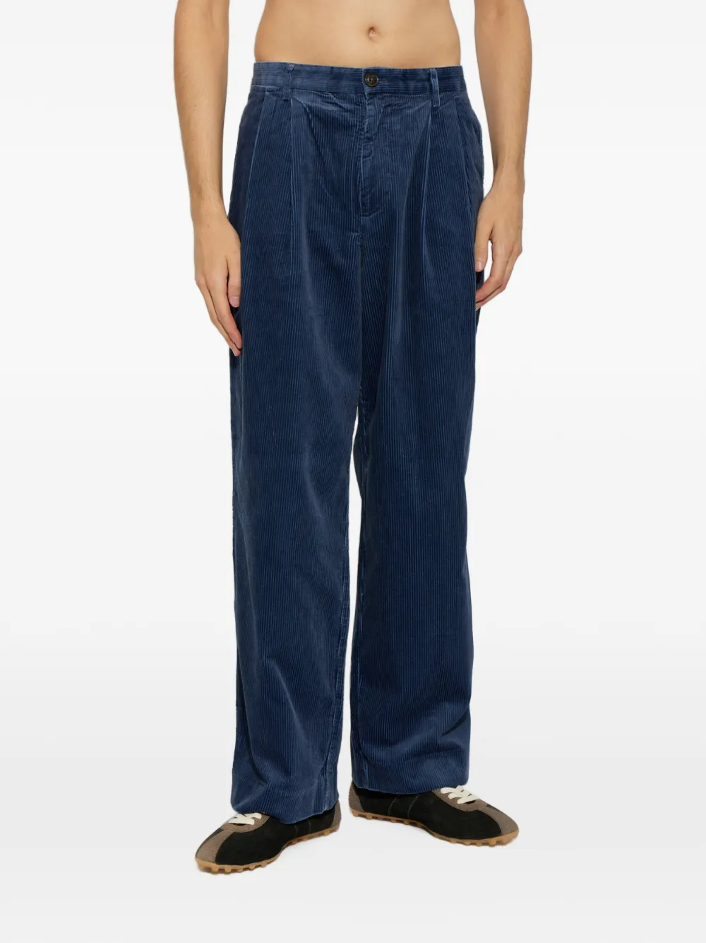 PS Paul Smith Ribfluwelen plooibroek Blauw
