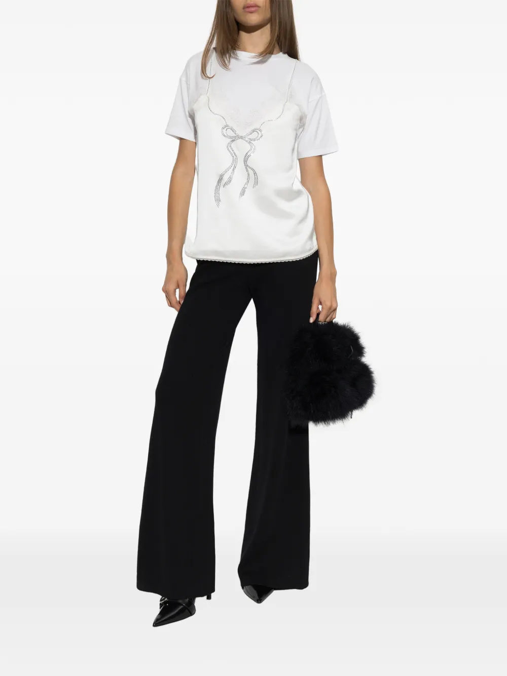 Blumarine wide-leg wool trousers Zwart