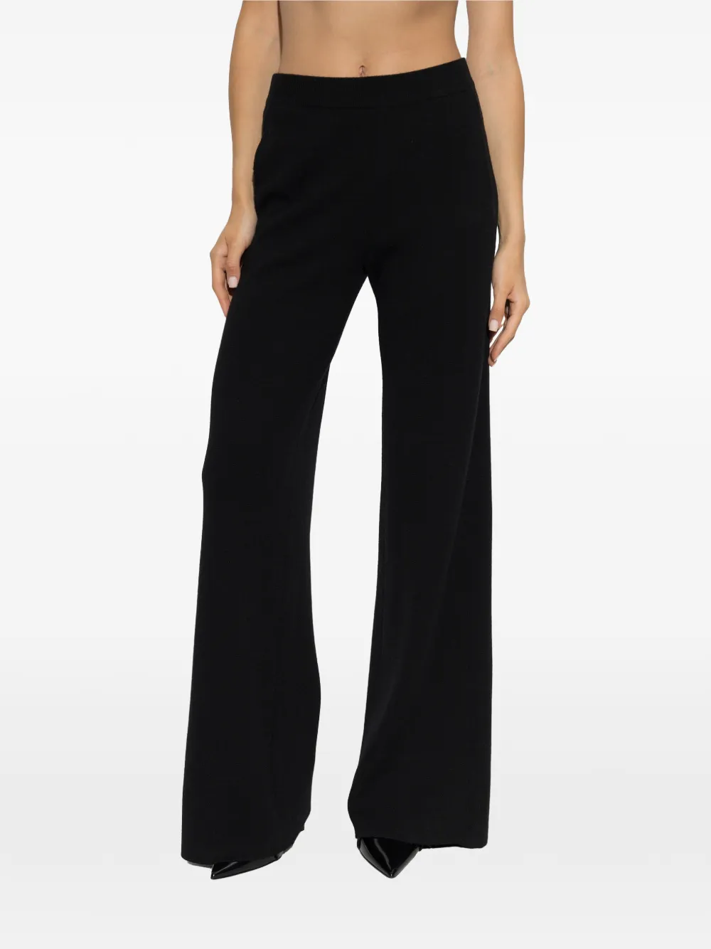 Blumarine wide-leg wool trousers Zwart