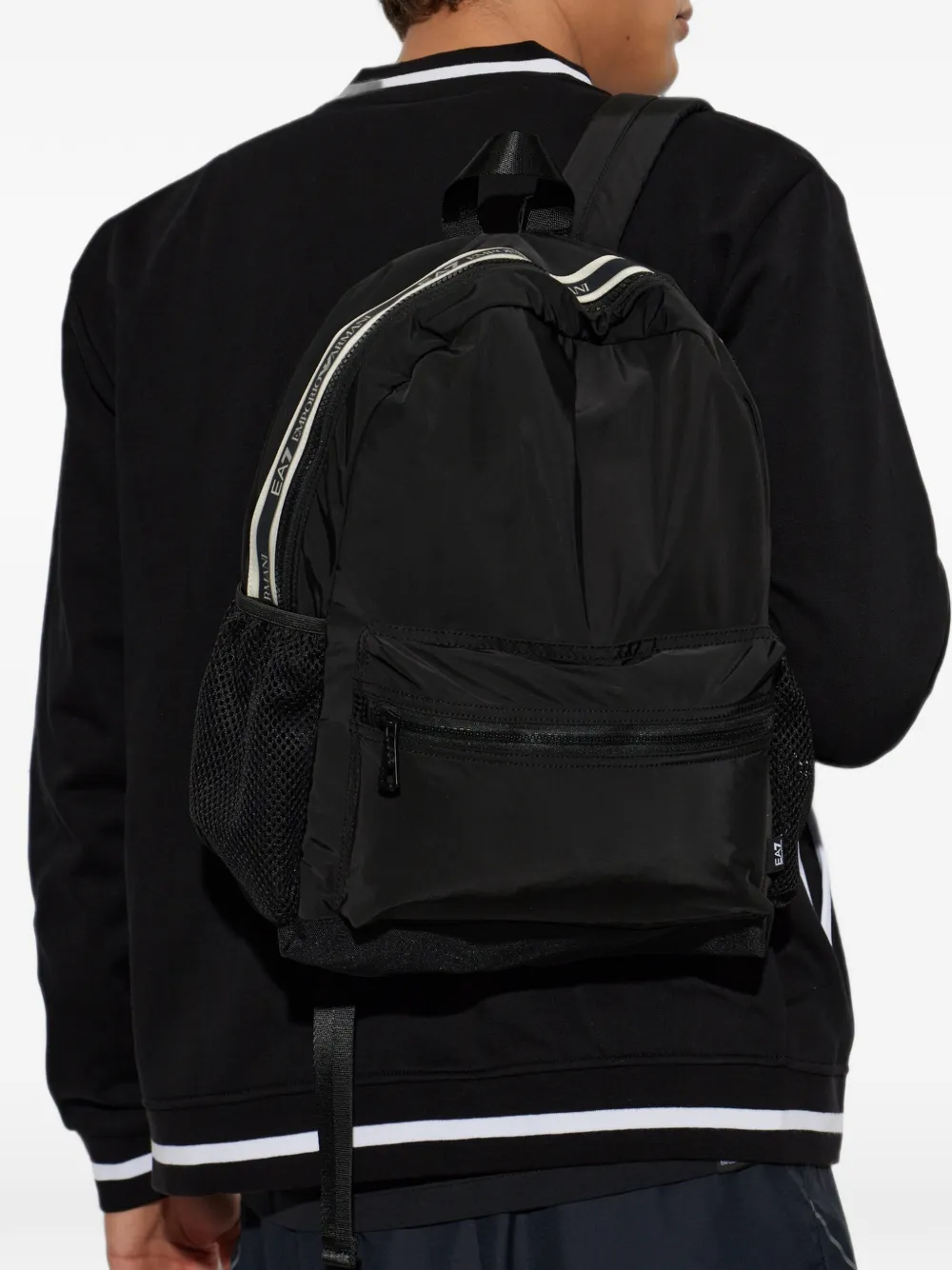 Ea7 Emporio Armani Rugzak met logoband en ritssluiting Zwart