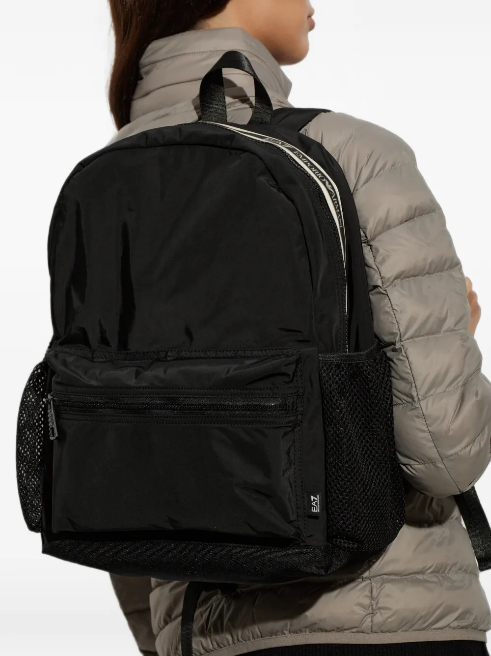Ea7 Emporio Armani Rugzak met logoband en ritssluiting Zwart