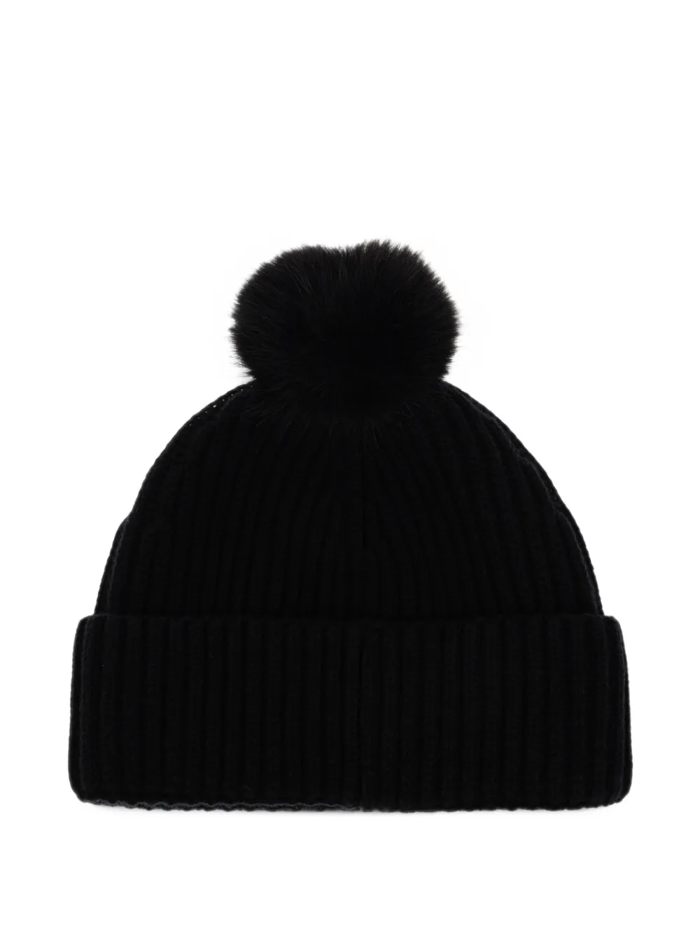 Canada Goose Ribgebreide muts met pompon Zwart