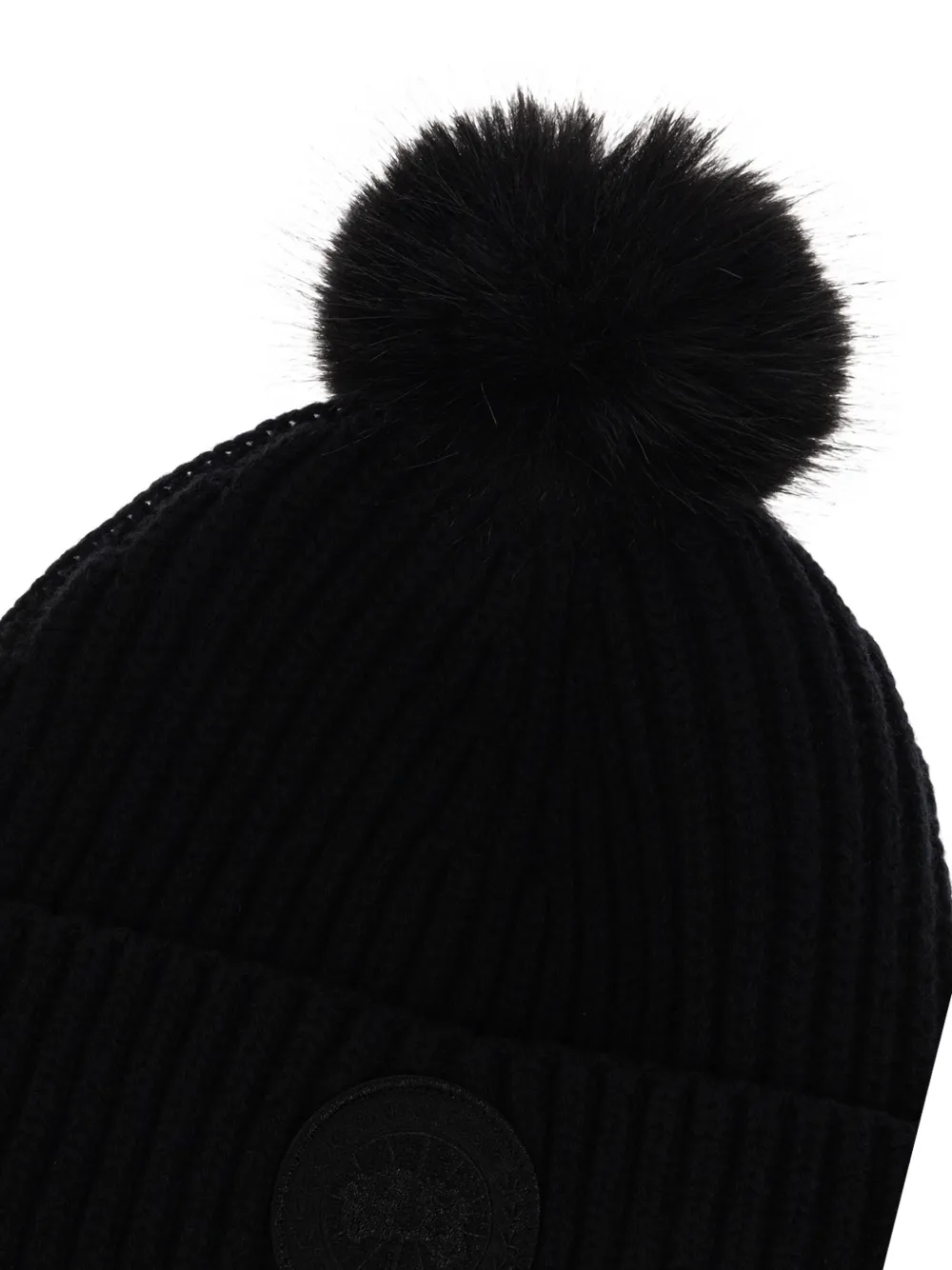 Canada Goose Ribgebreide muts met pompon Zwart