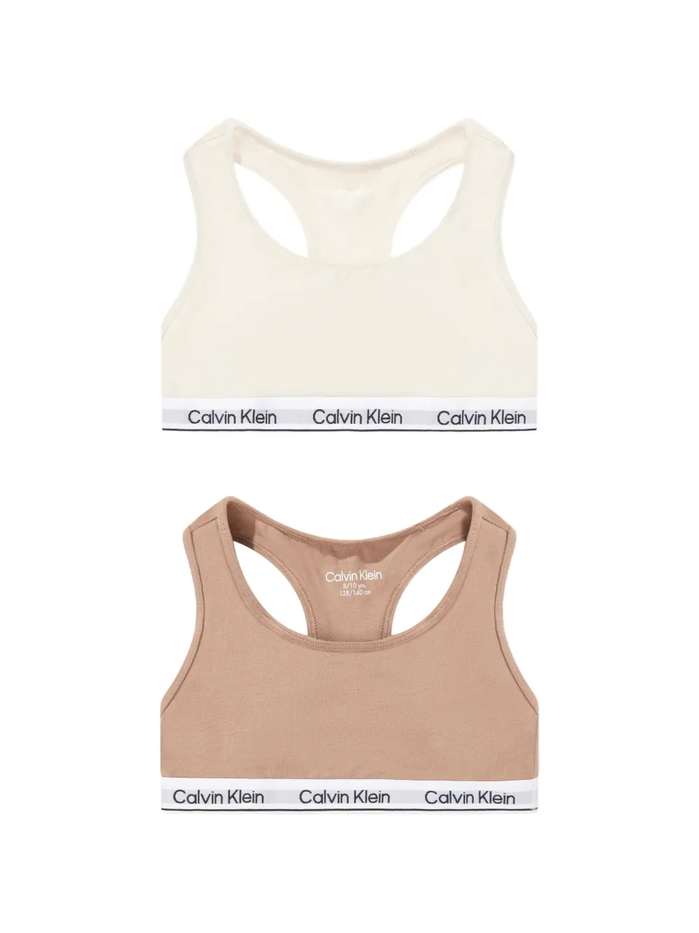 Calvin Klein Kids logo-tape bralette set (set of two) - Nude