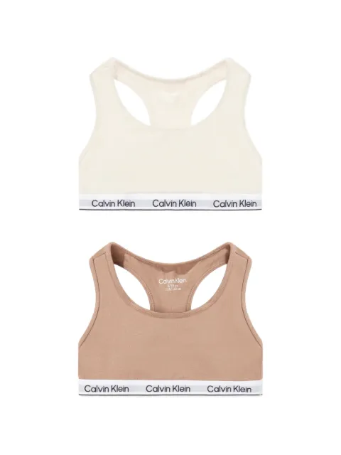 Calvin Klein Kids logo-tape bralette set (set of two)