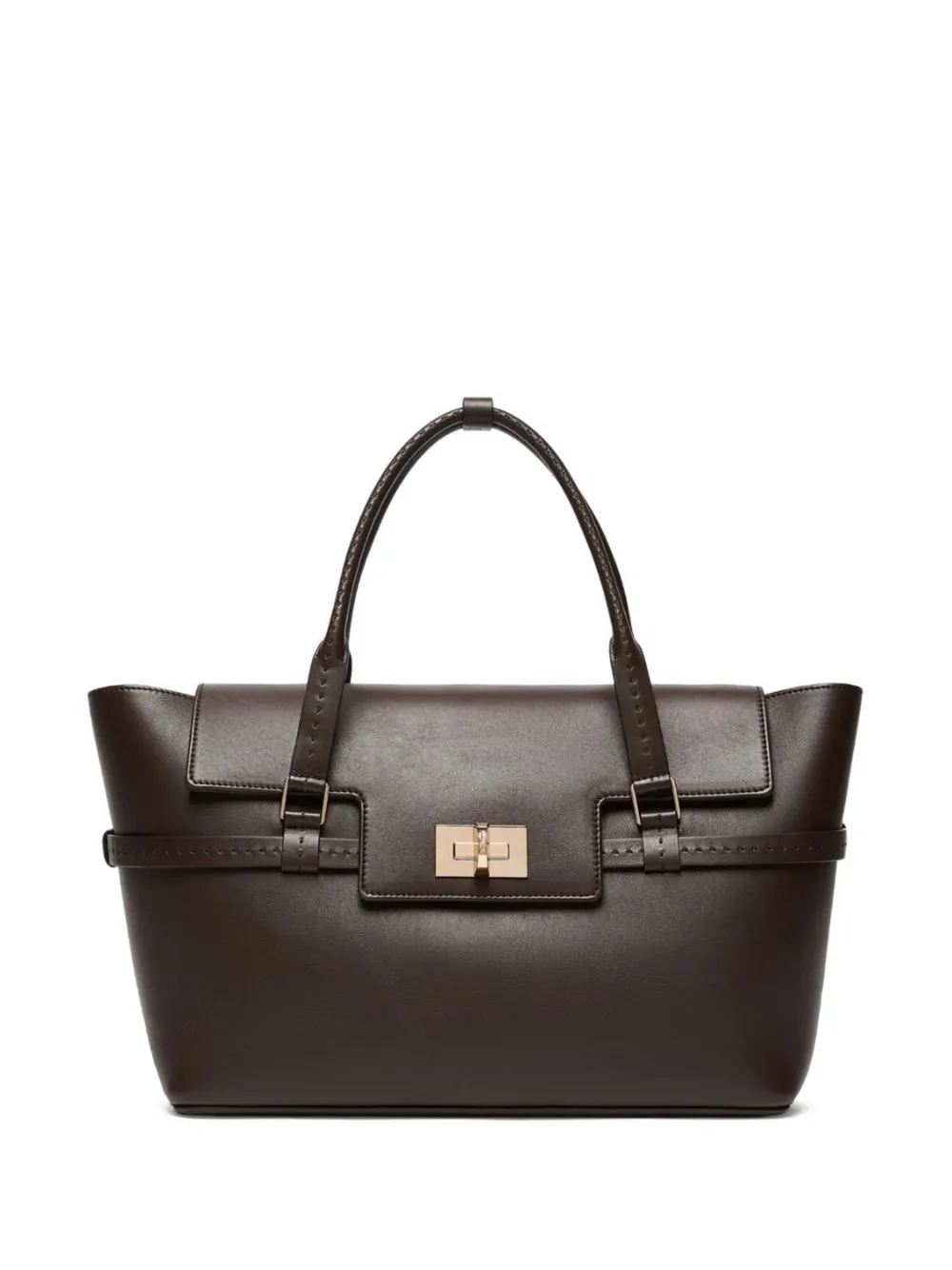 Max Mara Margaux Soft smooth leather handbag - dark brown