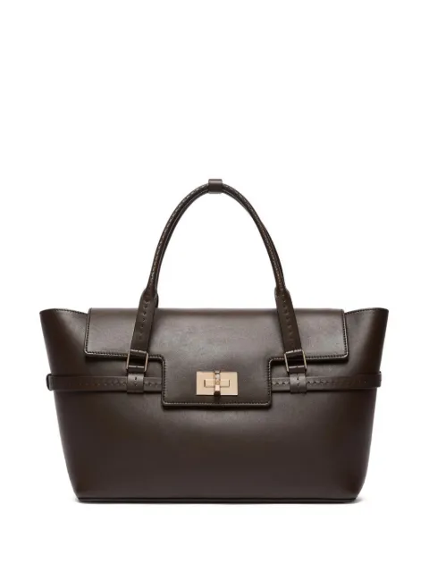 Max Mara Margaux Soft smooth leather handbag - dark brown