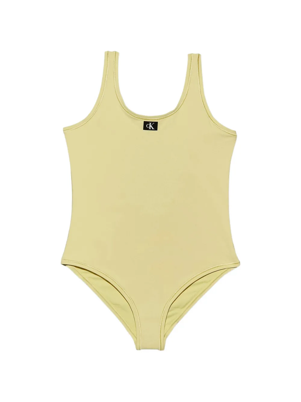 Calvin Klein Kids logo-patch scoop-neck swimsuit - Gelb