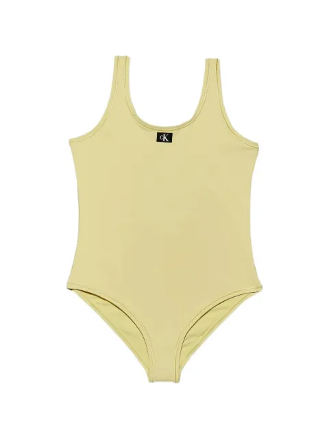 Calvin Klein Kids logo-patch scoop-neck swimsuit