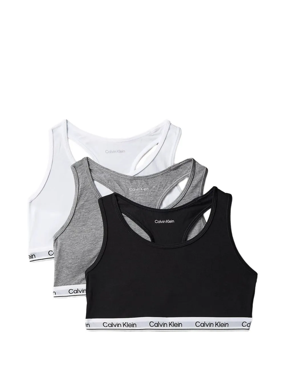 Calvin Klein Kids logo-tape bralettes (set of three) - Schwarz