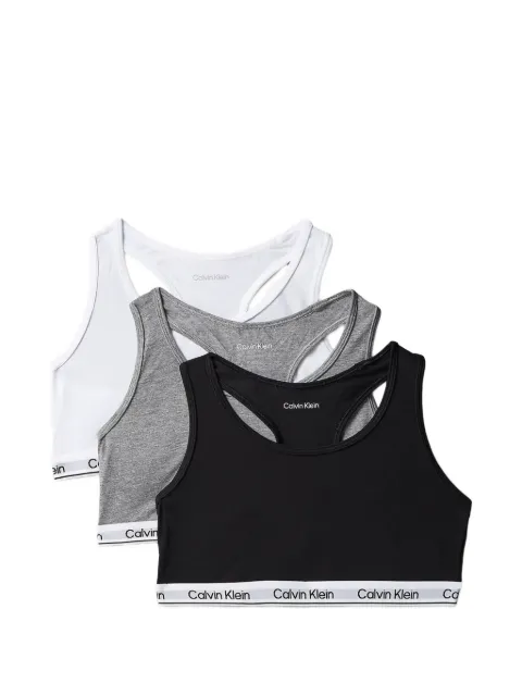 Calvin Klein Kids logo-tape bralettes (set of three)