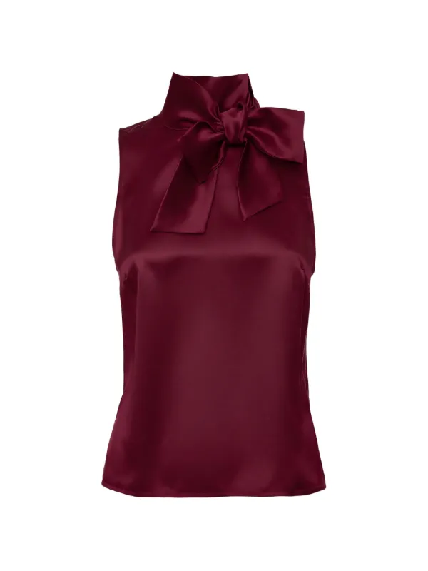 Loretta Caponi Diaspro Tie-neck Top in Red
