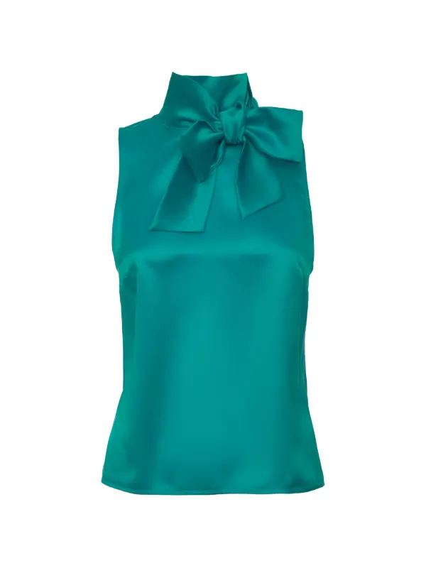 Loretta Caponi Diaspro Tie-neck Top in Green