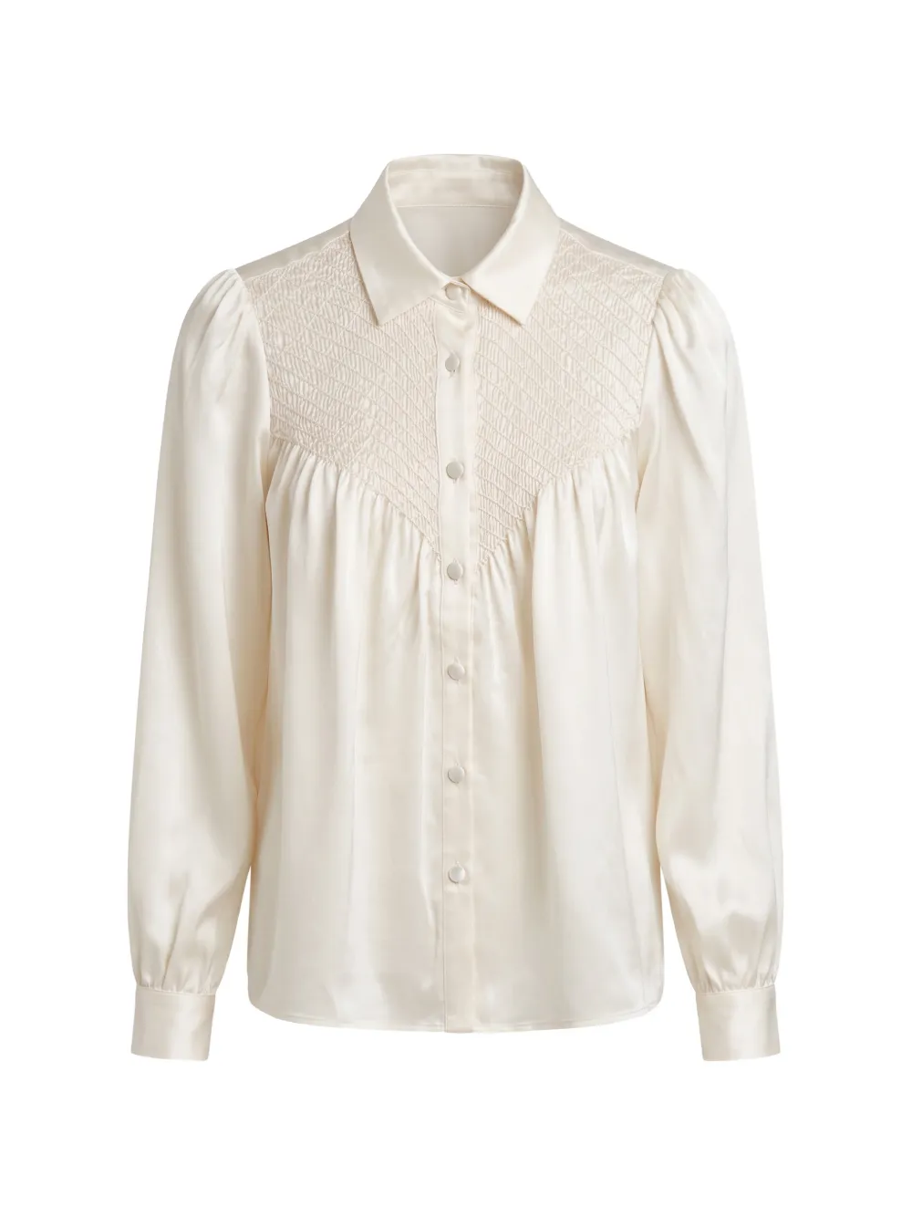 Loretta Caponi Milvia smocked silk blouse