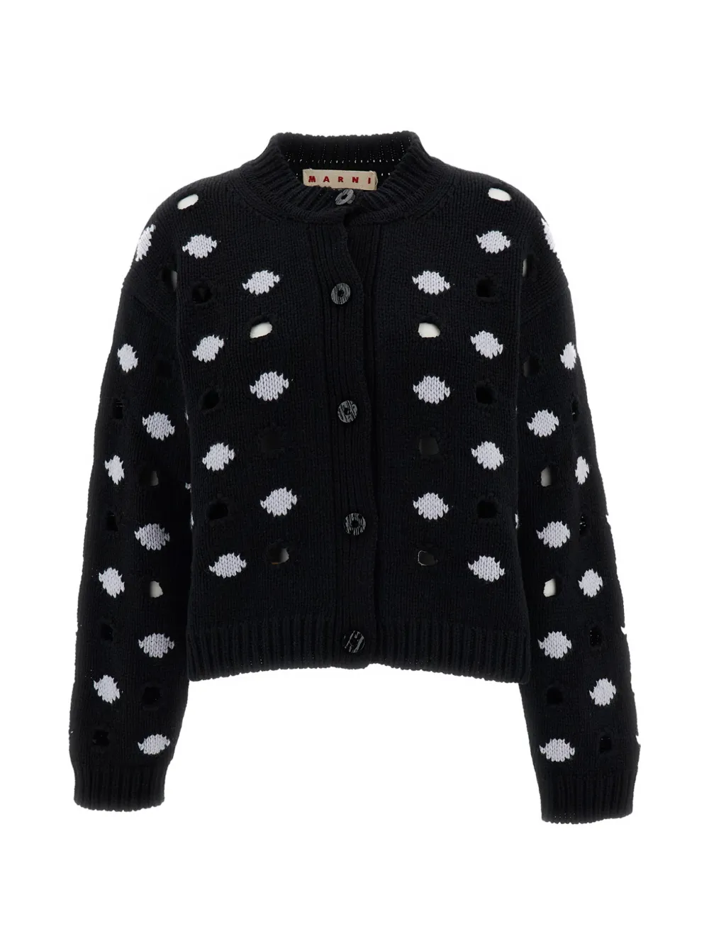 Marni polka-dot cut-out cardigan - Nero