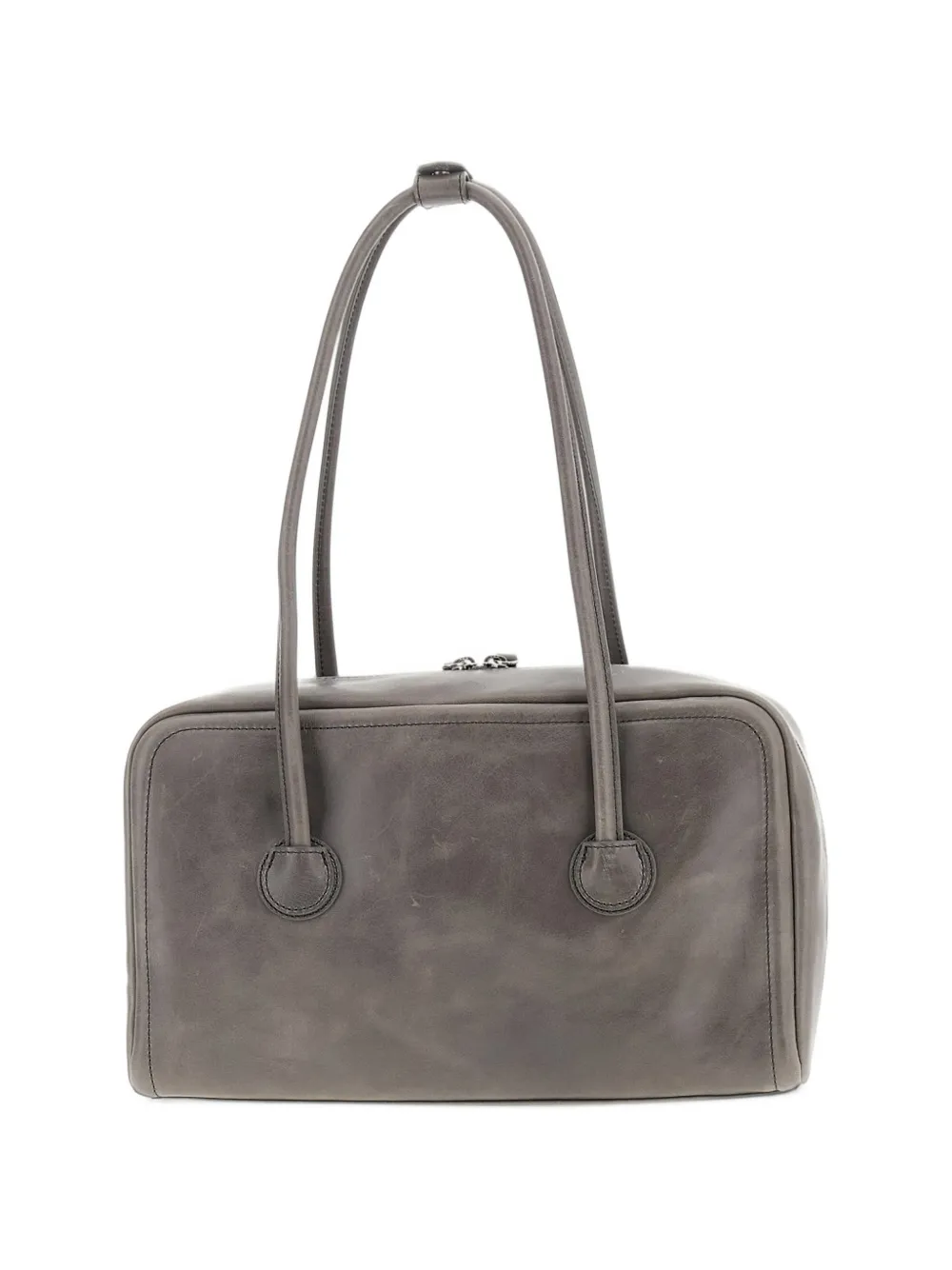 Marge Sherwood Soft Boston leren shopper met logo-reliëf Grijs