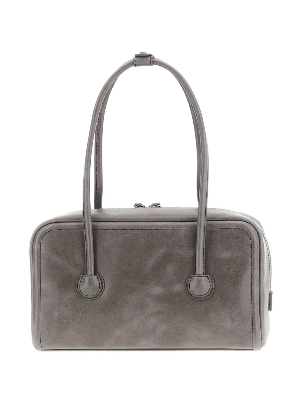 Marge Sherwood Soft Boston leren shopper met logo-reliëf Grijs