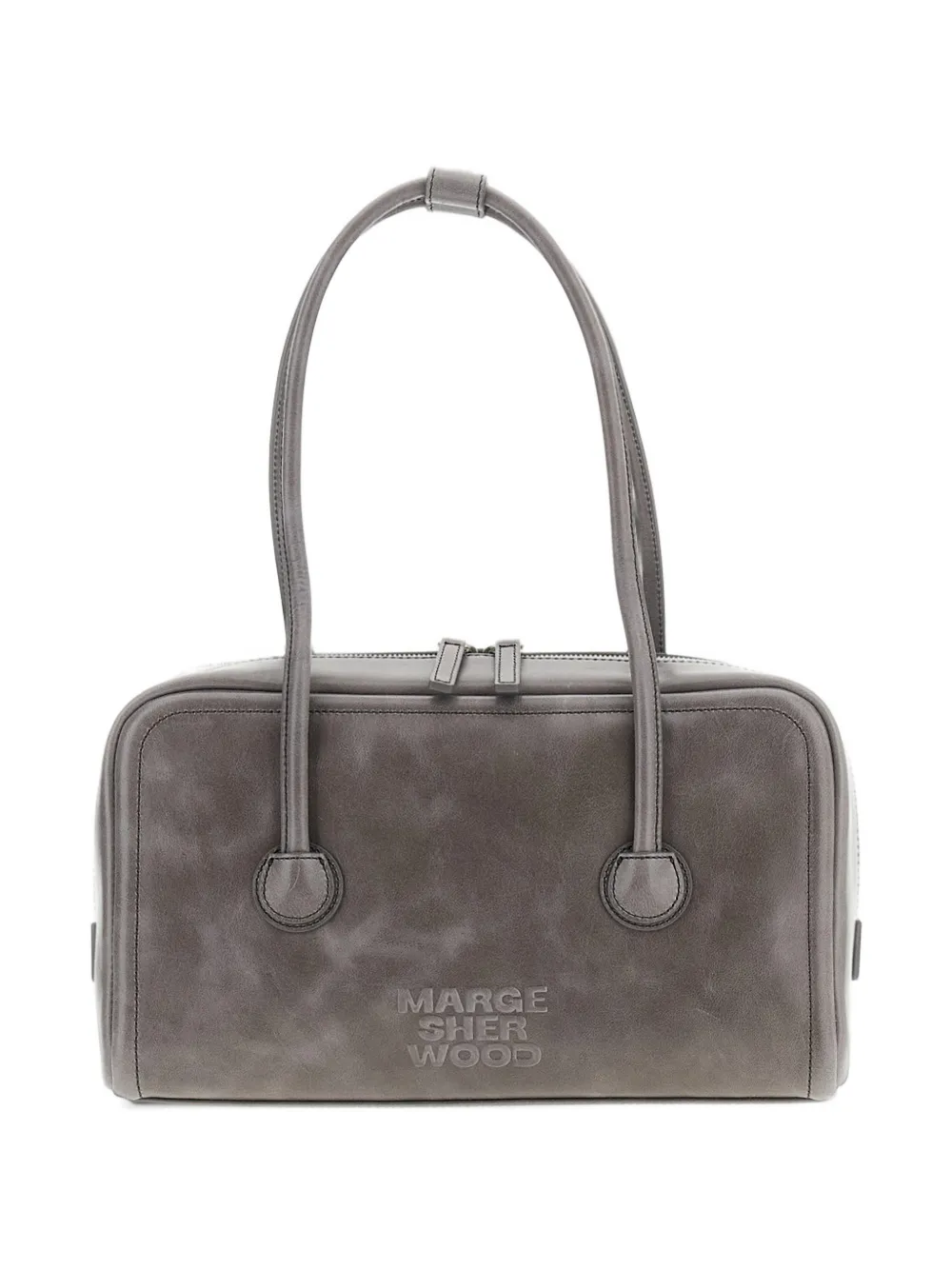 Marge Sherwood Soft Boston leren shopper met logo-reliëf Grijs