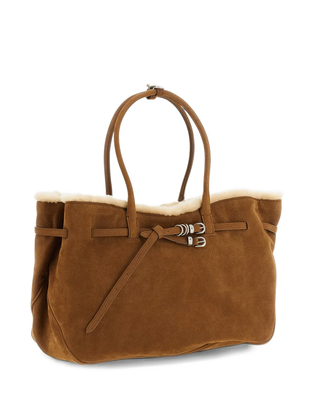 Marge Sherwood Grote Grandma Used shopper met lammy afwerking en gespdetail Bruin