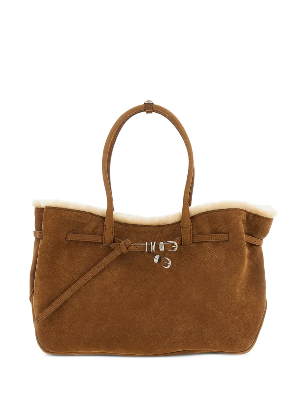Marge Sherwood Grote Grandma Used shopper met lammy afwerking en gespdetail Bruin
