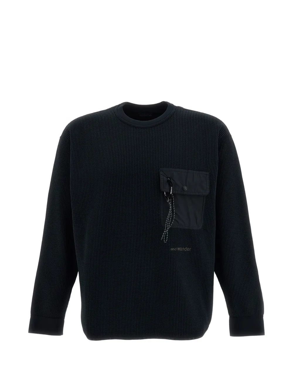 And Wander waffle-texture long-sleeve sweater Zwart