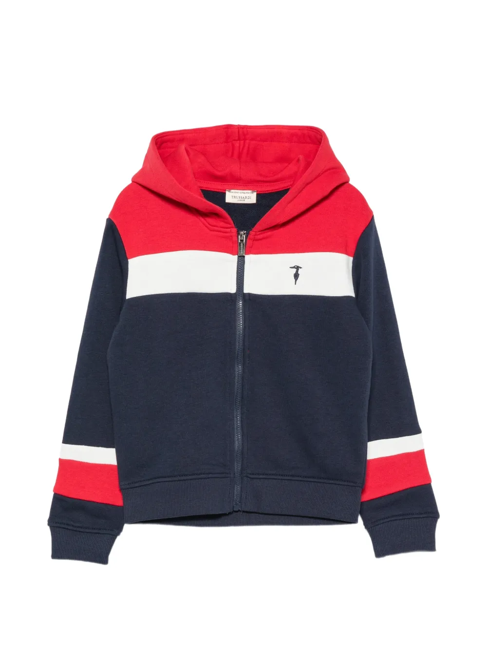 TRUSSARDI JUNIOR colour-block zip-up hoodie - Blu