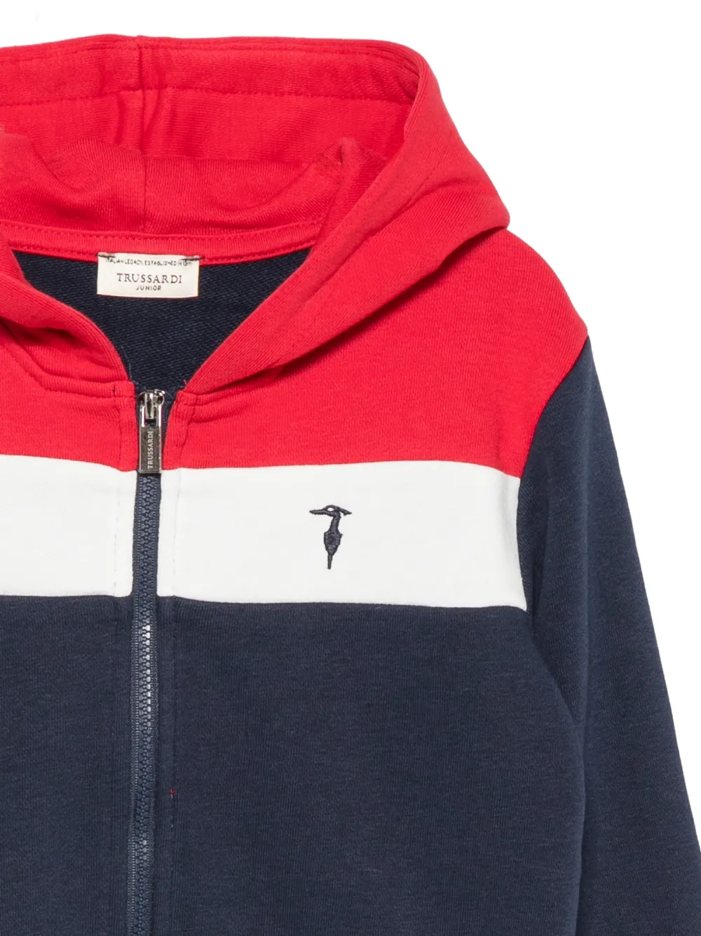 TRUSSARDI JUNIOR colour-block zip-up hoodie Blauw