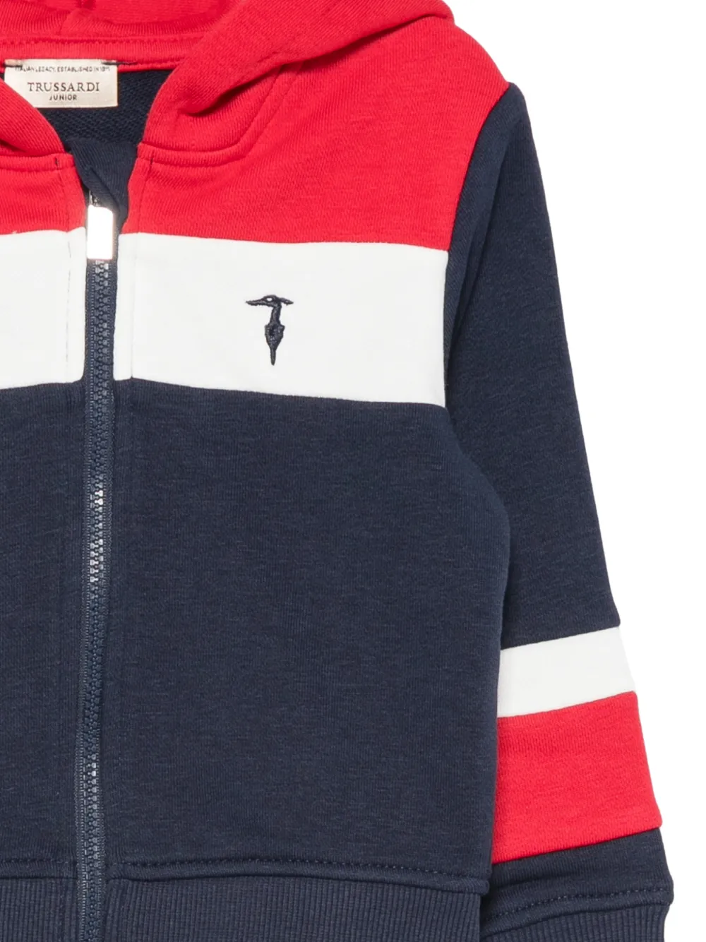 TRUSSARDI JUNIOR colour-block logo-embroidered hoodie Blauw