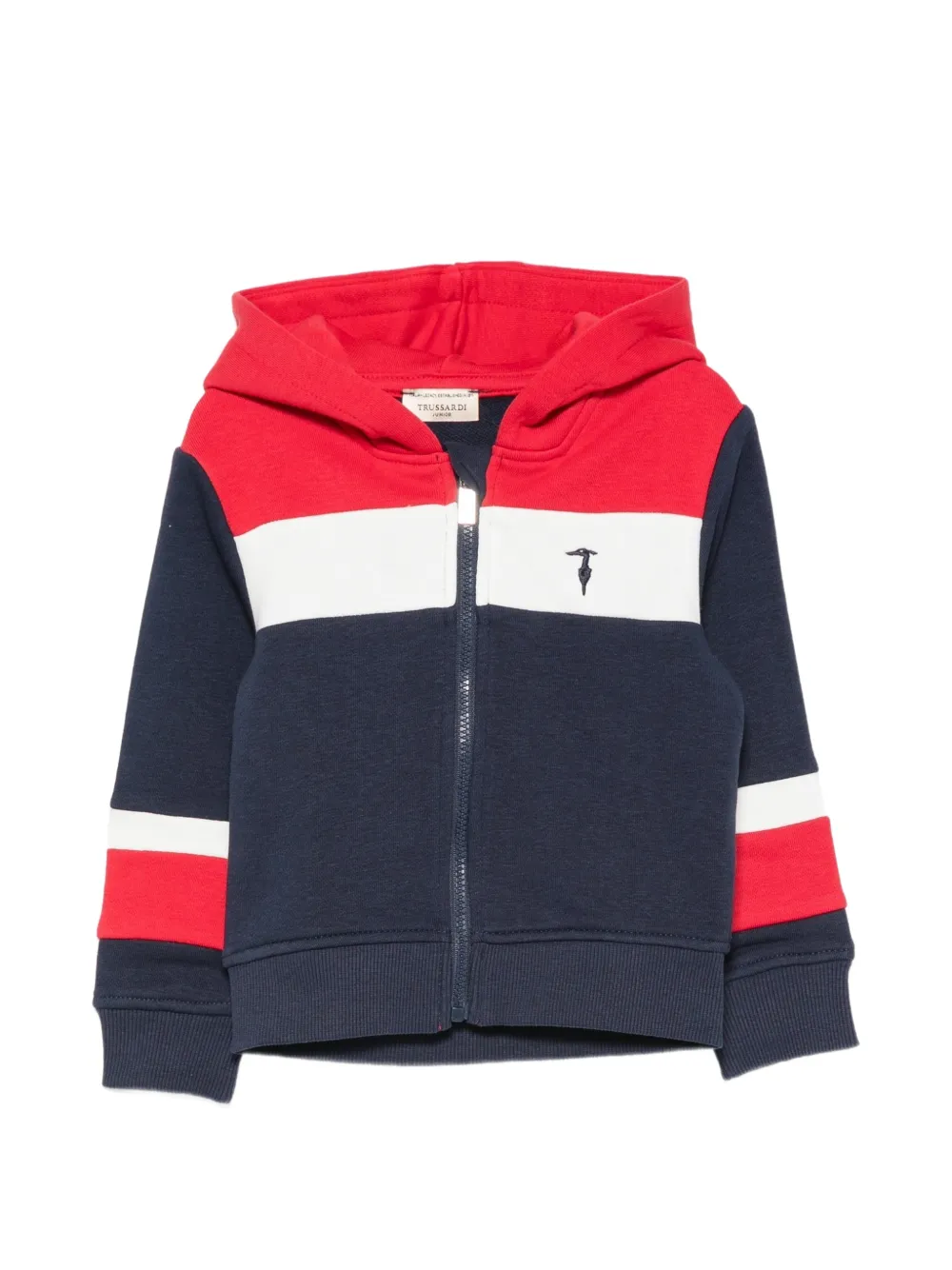 TRUSSARDI JUNIOR colour-block logo-embroidered hoodie Blauw