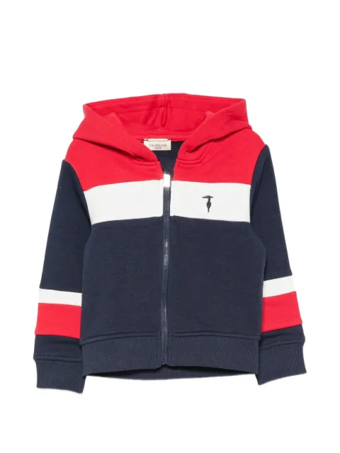 TRUSSARDI JUNIOR colour-block logo-embroidered hoodie