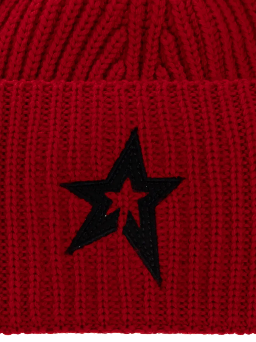 Perfect Moment Gebreide wollen geribbelde muts met ster Rood