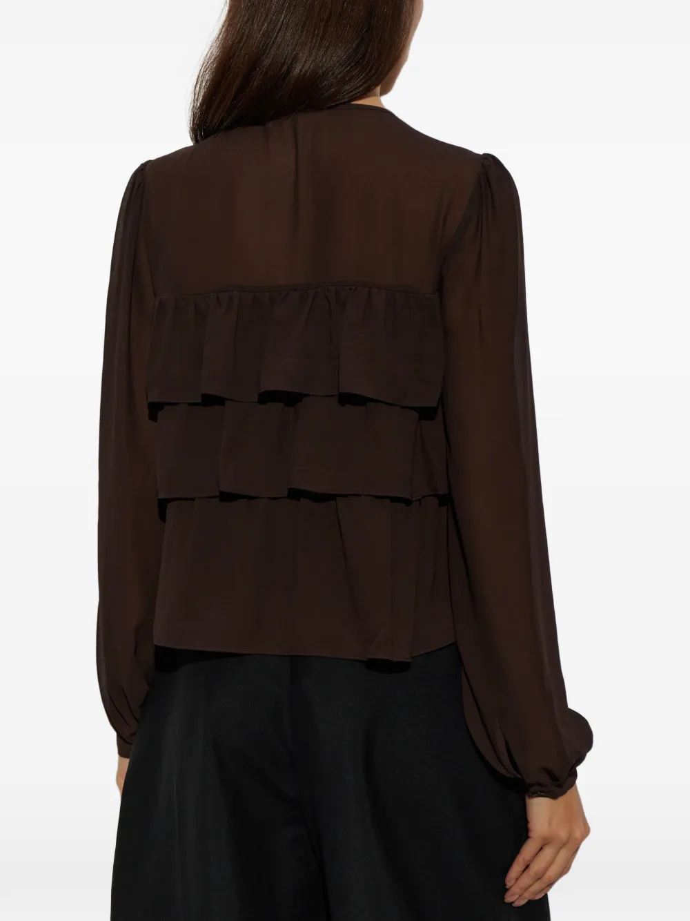 Michael Kors Blouse met gestrikte hals Bruin