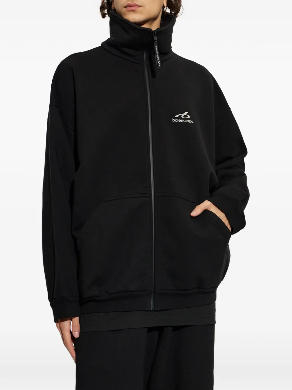 Balenciaga Trui met logo-print en rits Zwart
