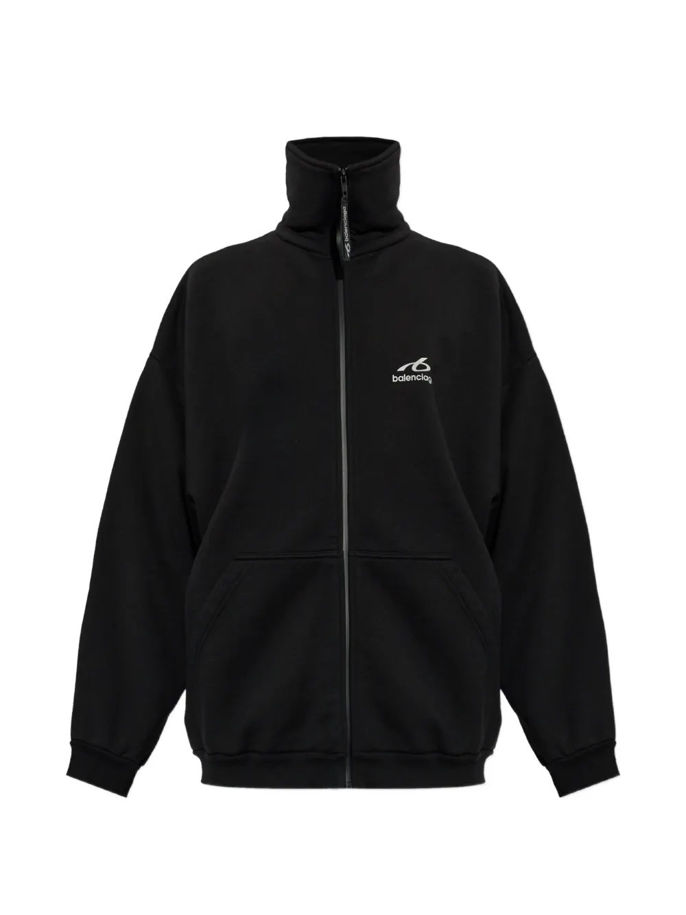 Balenciaga logo-print zip-up sweater - Black