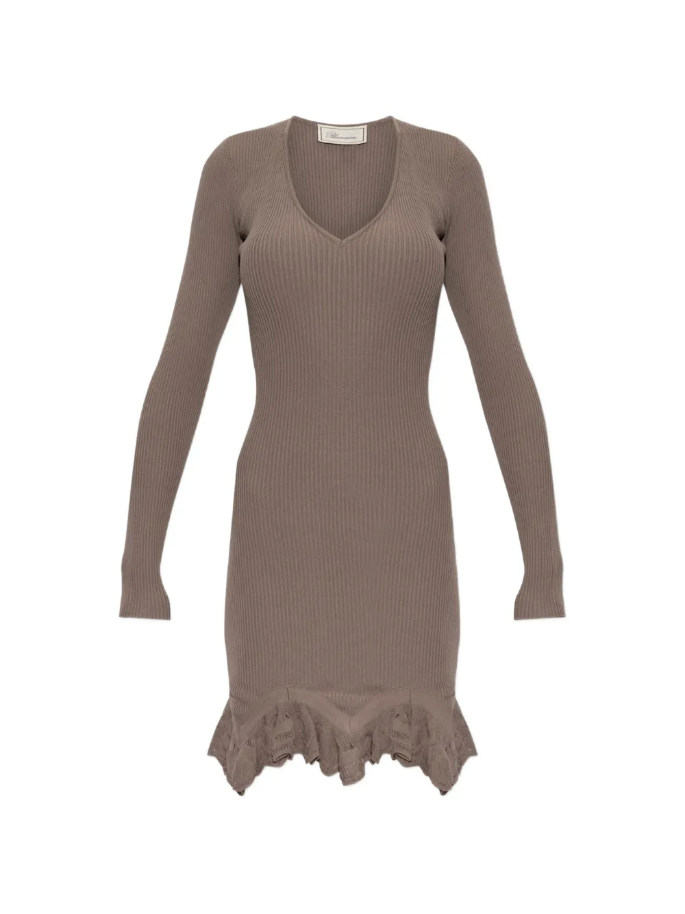 Blumarine Abito corto a coste con volant - Grigio